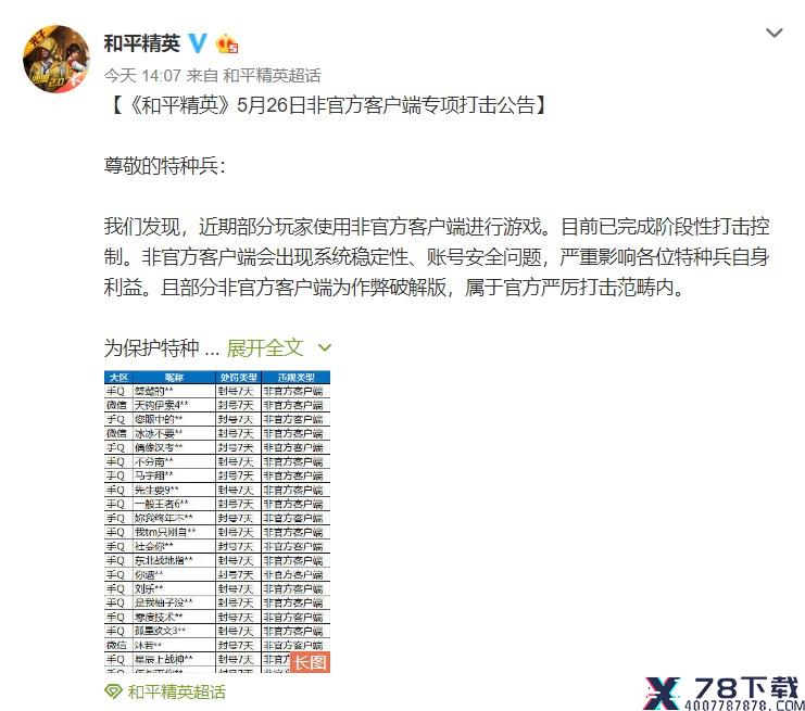 《和平精英》将严打非官方客户端
